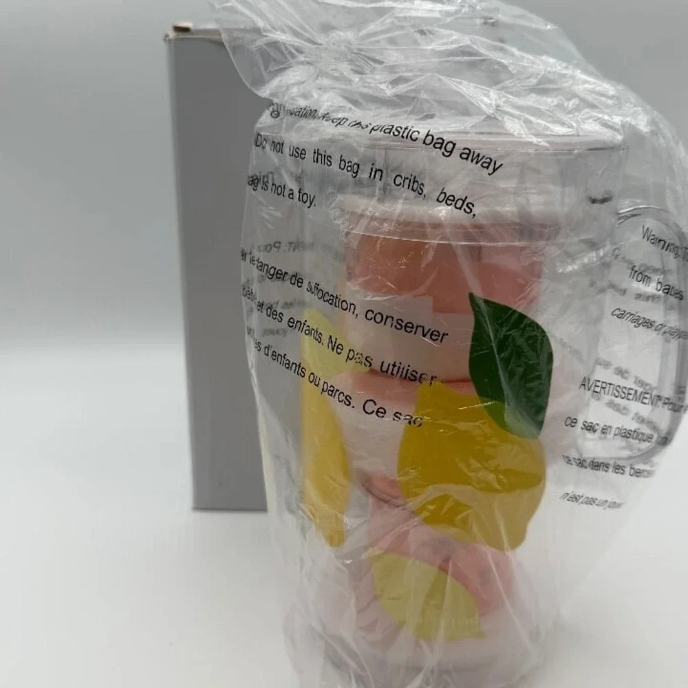 Kate Spade New York Lemon Pitcher + 2 Cups Acrylic 58oz / 12oz‎ NIB